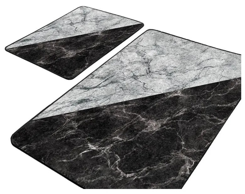 Čiernobiele kúpeľňové predložky v súprave 2 ks 60x100 cm - Mila Home