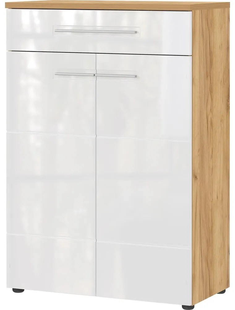 Biela prírodná skrinka na topánky v dekore duba Aledo - Germania