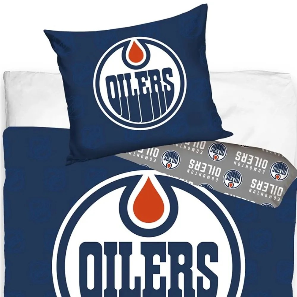 Hokejové posteľné obliečky NHL Edmonton Oilers - motív Shields - 100% bavlna renforcé - 70 x 90 cm + 140 x 200 cm