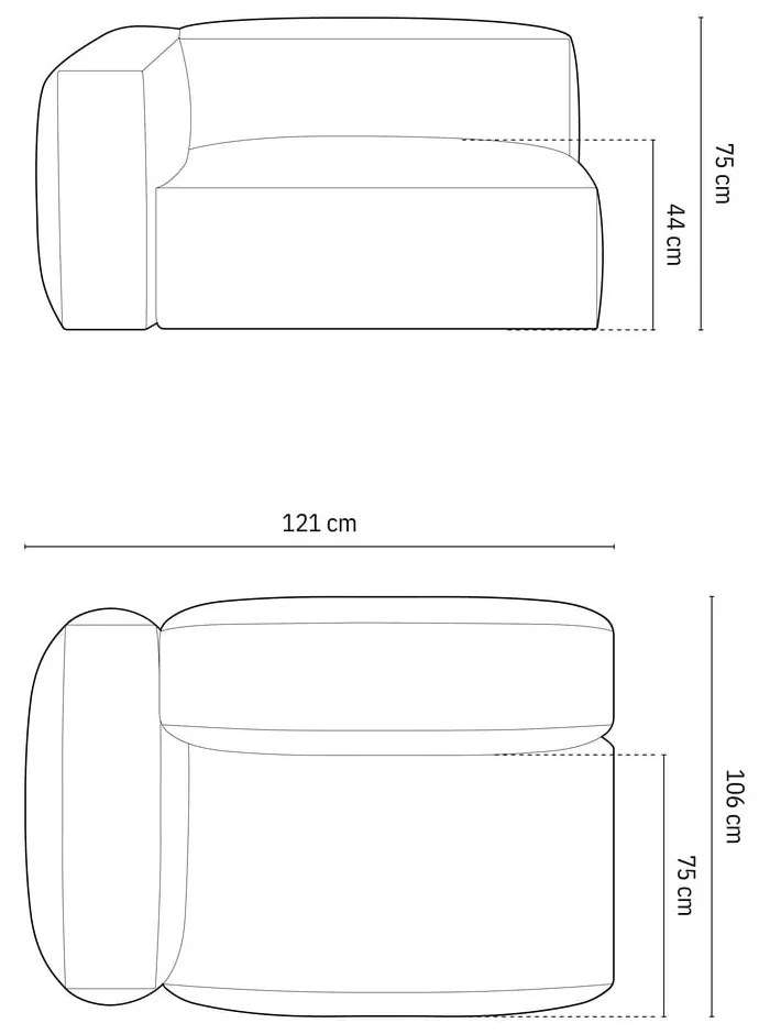 Béžový modul pohovky (ľavý roh) Martina – Micadoni Home