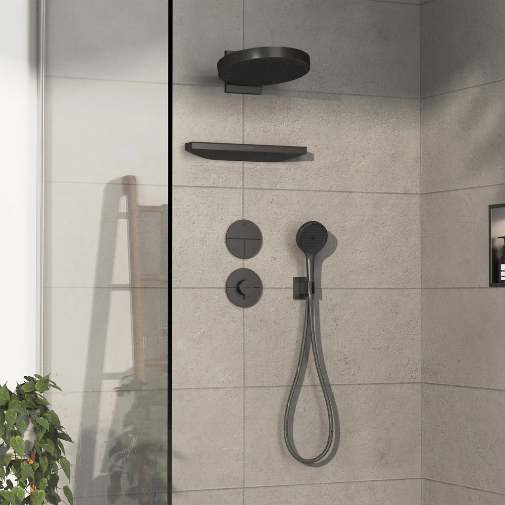 Hansgrohe ShowerSelect Comfort S, ventil pod omietku pre 3 spotrebiče, kartáčovaný čierny chróm, HAN-15558340
