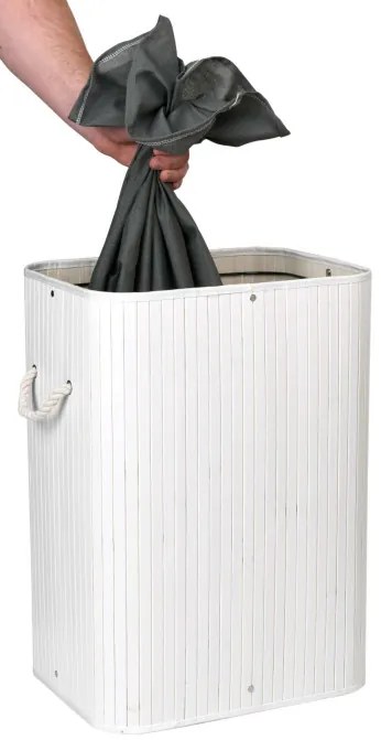 Kôš na bielizeň bambusový 80 l biely / sivý