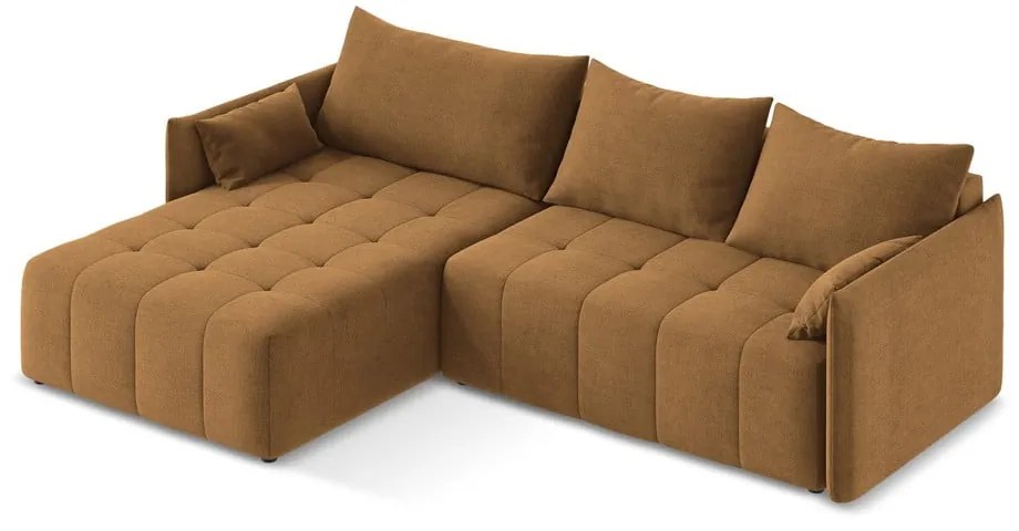 Terakotová rozkladacia/s úložným priestorom rohová pohovka (ľavý roh/s leňoškou) Moku – Makamii