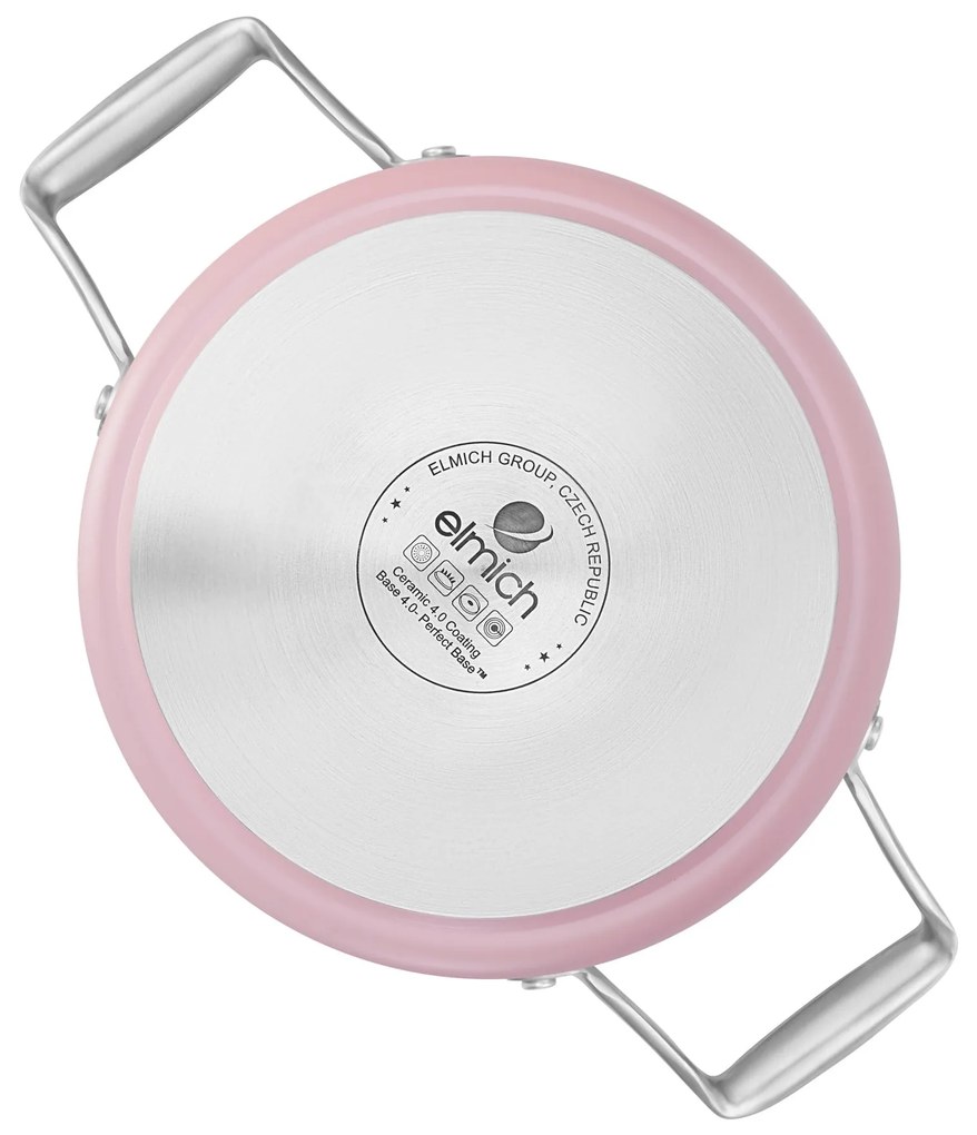 Elmich Nepriľnavý keramický hrniec Vital Ø 24 cm (5L) - ružová