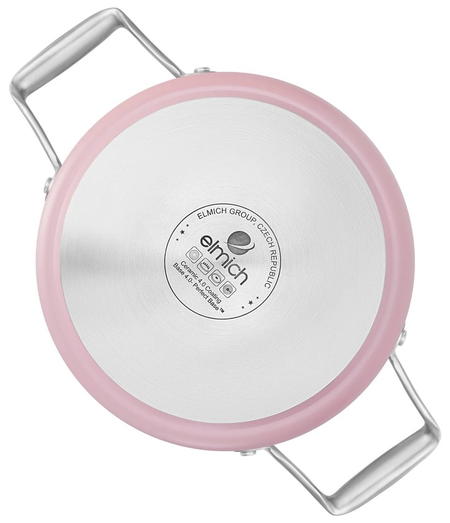 Elmich Nepriľnavý keramický hrniec Vital Ø 24 cm (6.3L) - ružová