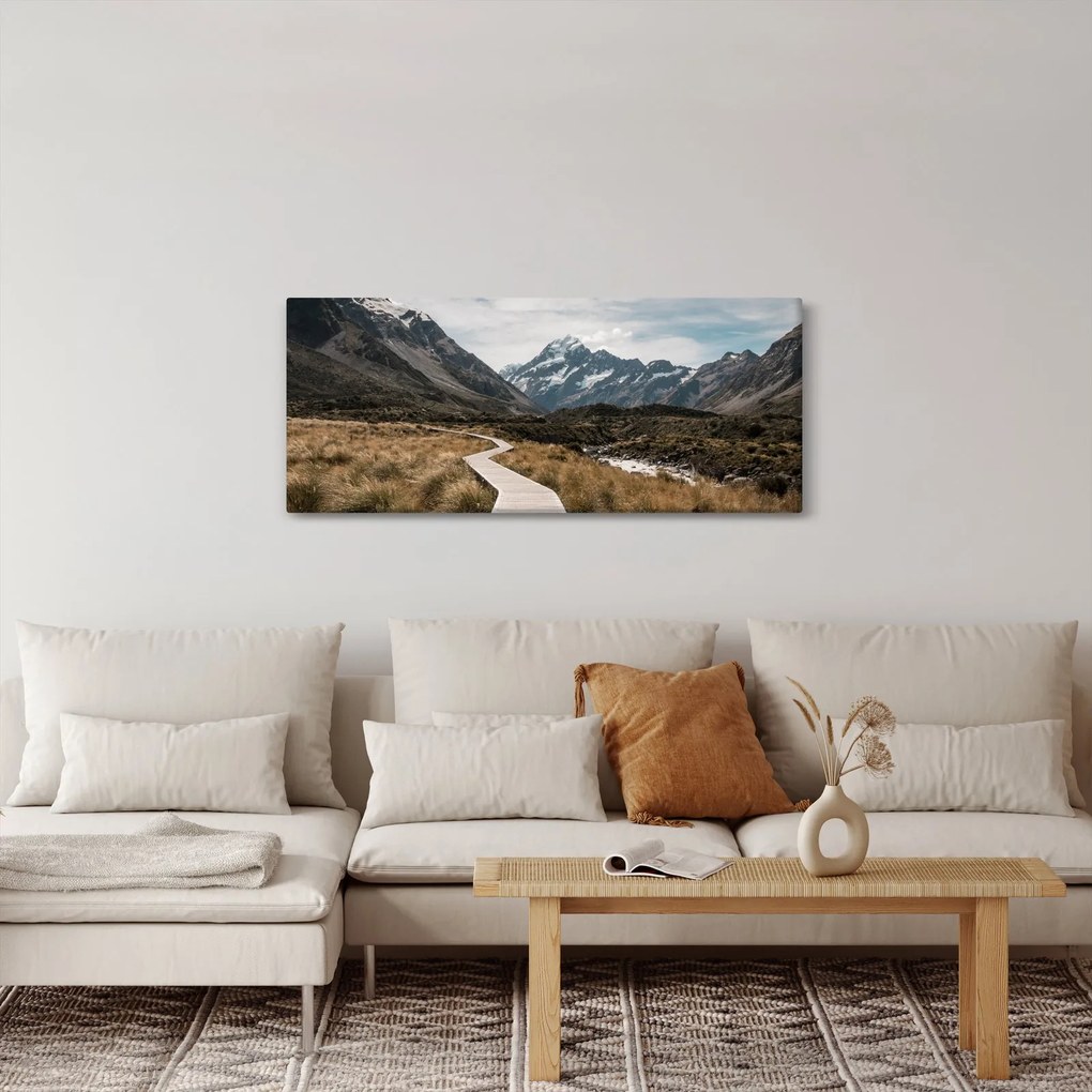 Obraz - Chodník v údolí hory Mt. Cook (120x50 cm)