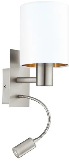 Eglo 96484 - LED Flexibilné svietidlo PASTERI 1xE27/40W+LED/3,8W biela