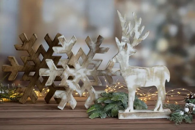 Vianočná dekorácia FIG 147 svetlohnedá / krémová (2 ks)