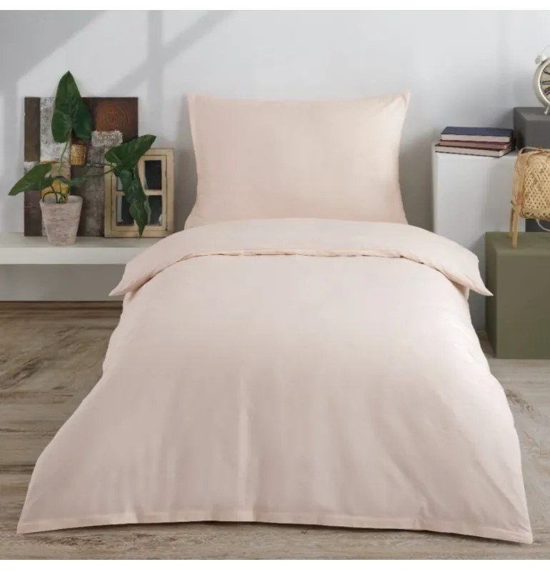 Jednofarebné obliečky bavlnené Nobel krémové EMI, Štandardný set jednolôžko obsahuje 1x 140x200 + 1x 70x90