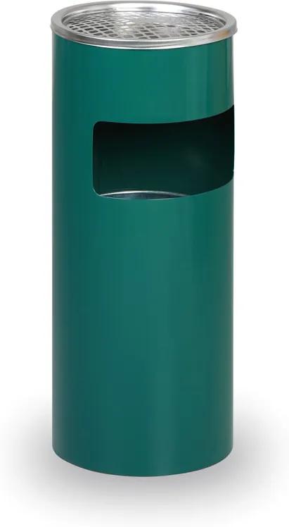 Vonkajší odpadkový kôš s popolníkom, 600 x 250 x 250 mm, zelený / nerez