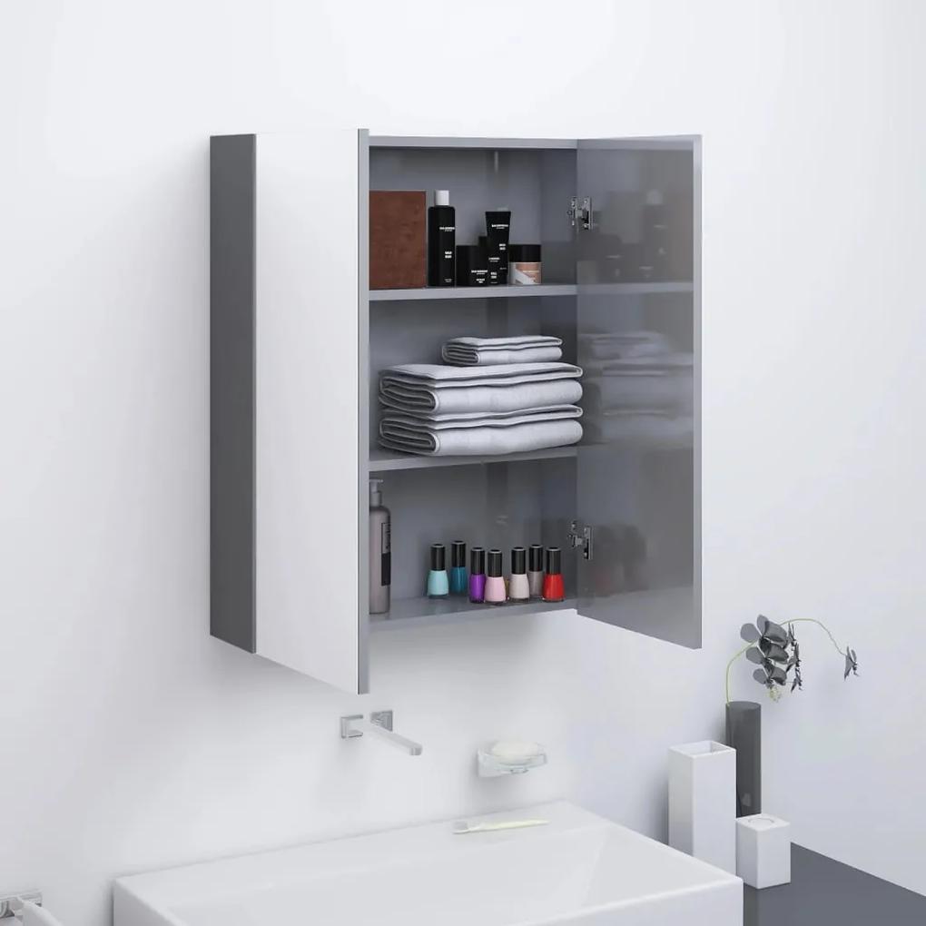 Kúpeľňová zrkadlová skrinka 60x15x75 cm MDF lesklá sivá