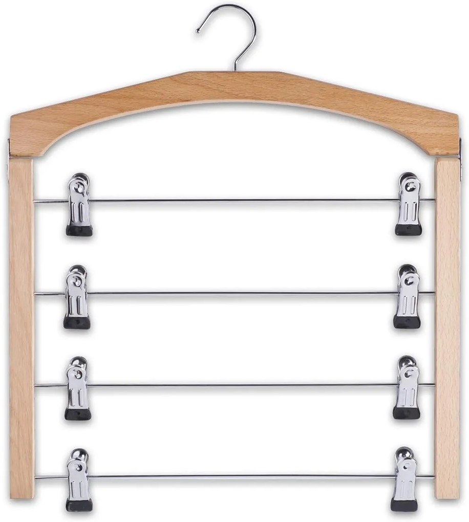 Zeller Present Drevený vešiak s klipmi na nohavice a sukne, 4 úrovne
