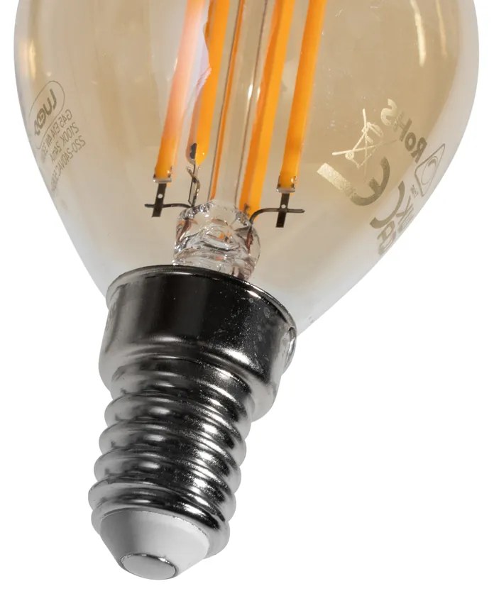 Sada 5 LED žiaroviek E14 G45 zlatá 2W 180 lm 2100K