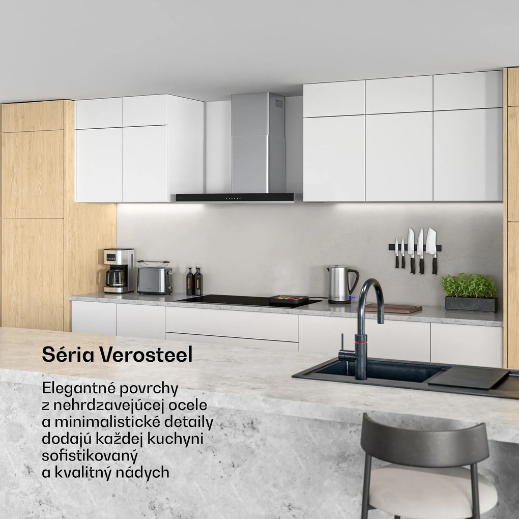 Klarstein Verosteel digestor | Elegantný, minimalistický, výkonný | Trieda energetickej účinnosti A++ | 881,6 m³/h | 90 cm