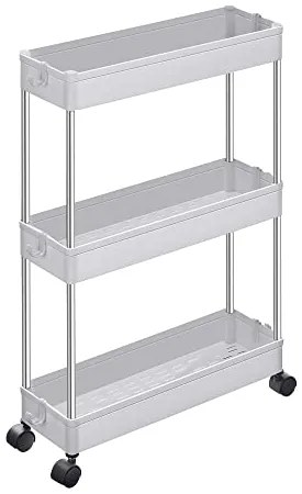 Servírovací vozík, 3 poličky, 60x40x13cm, biely