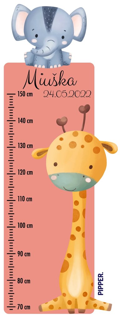 50x120cm Detský meter s menom - Safari 2 - textilná nálepka na stenu