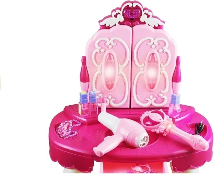 LEAN Toys Toaletný stolík pre princeznú so svetlom, zvukmi a MP3 vstupom
