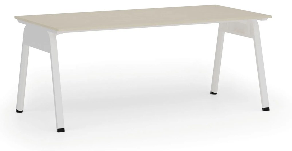 Kancelársky stôl PRIMO GAMMA, 1800 x 900 mm, biela podnož, breza