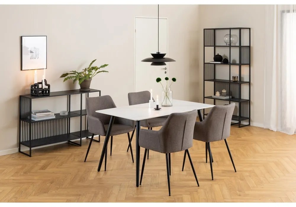 Čierna knižnica v dekore kameňa 120x83 cm Strington – Actona