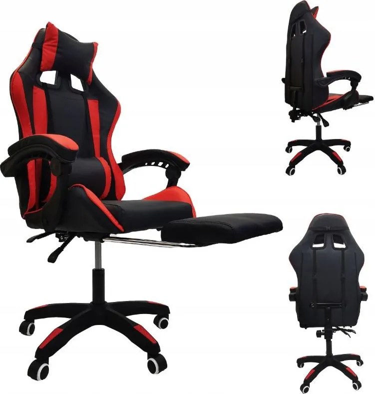 Herní židle s podnožkou KG104 červené