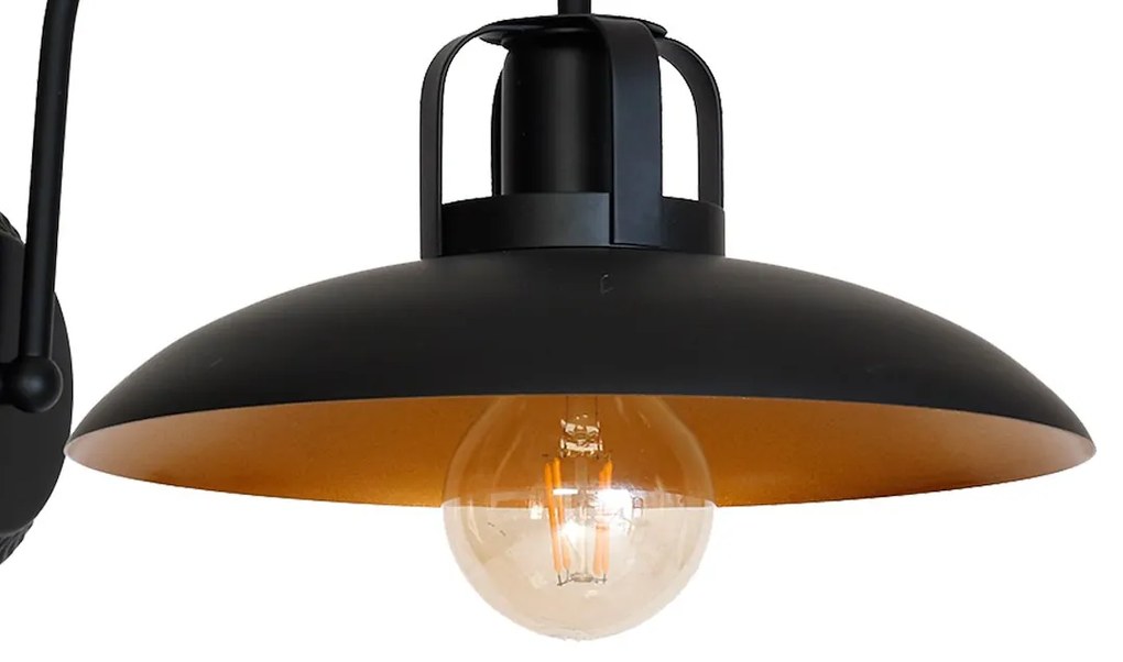 Nástenné svietidlo Felix, 1x zlaté/čierne kovové tienidlo, b