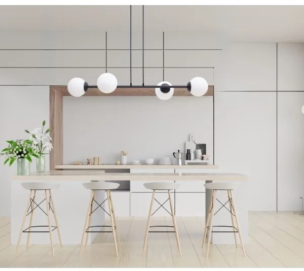 Luster na lanku FIRA 4xE27/60W/230V čierna