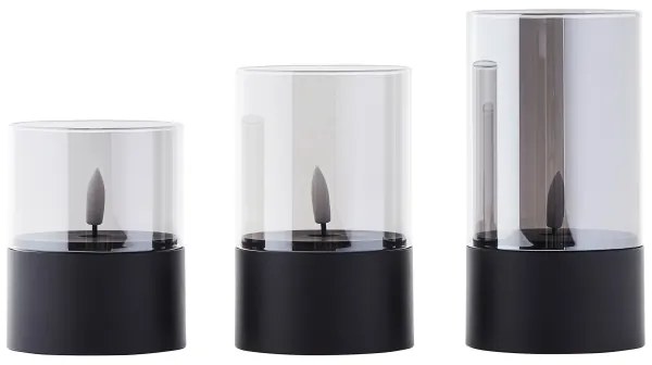 Brilliant - SADA 3x LED sviečok BOUGIE LED/2xAA IP44 čierna/dymová