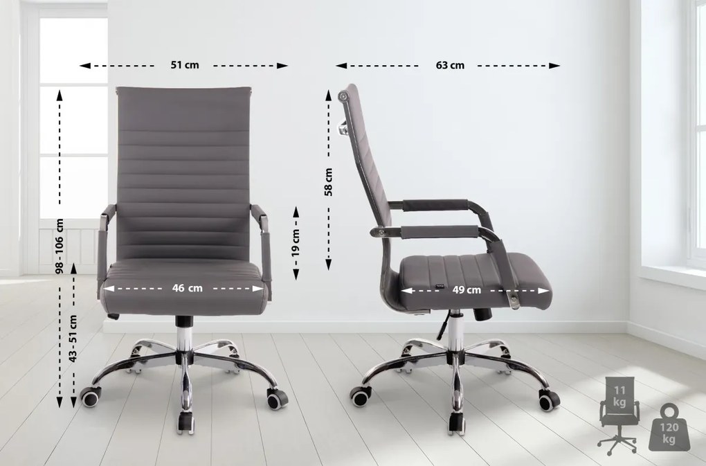 Design-Shop Kancelárska stolička Amadora - koženka - Sivá