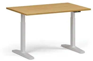 Výškovo nastaviteľný stôl, elektrický, 675-1325 mm, doska 1200x800 mm, biela podnož, buk