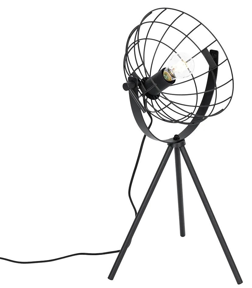 Priemyselná trojnohá stolná lampa čierna nastaviteľná - Hanze