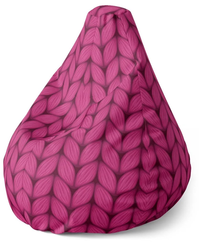 Sablio Sedací vak Pear Pletenie vo fuksiovej farbe - 140 x 100 x 25 cm