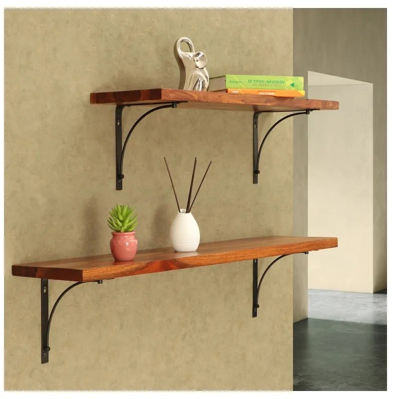 Polica na stenu s konzolou Kira 50 cm PALISANDER