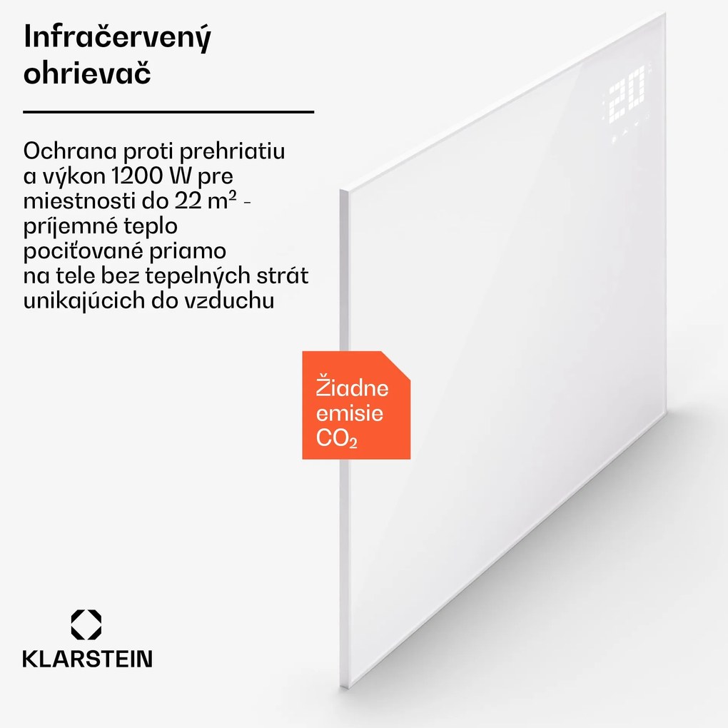 Klarstein Wonderwall Smart Bornholm, infražiarič, 125 x 100 cm, 1200 W, aplikácia