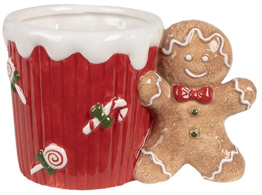 Červený keramický hrnček Perníček Gingerbread - 15*10*10 cm / 350 ml