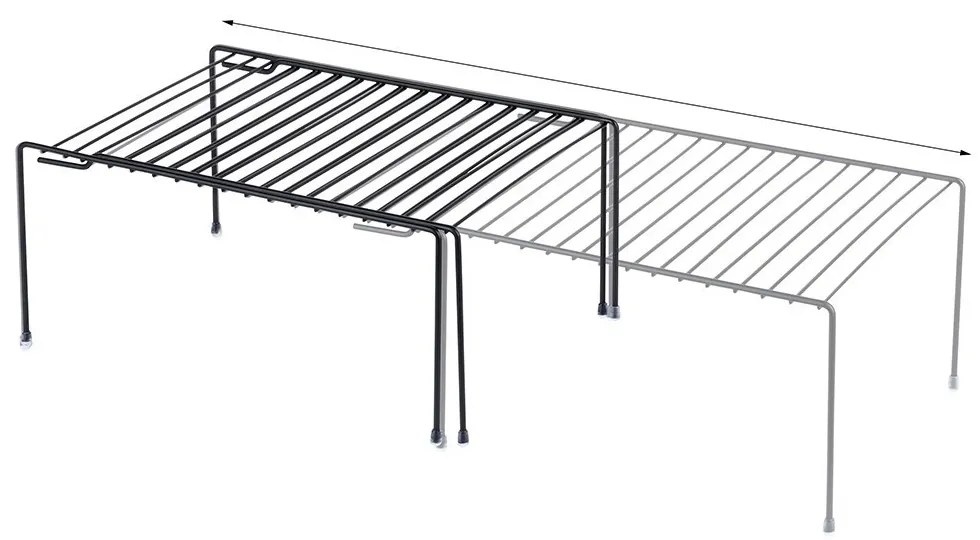 VILDE Přídavná police, roztahovací, nastavitelná šířka 35 - 48cm, černá EXTENSIBLE