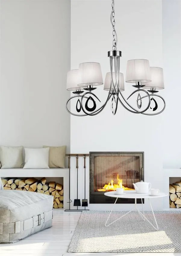 Candellux Biely závesný luster Arnika pre žiarovku 5x E14 35-21687