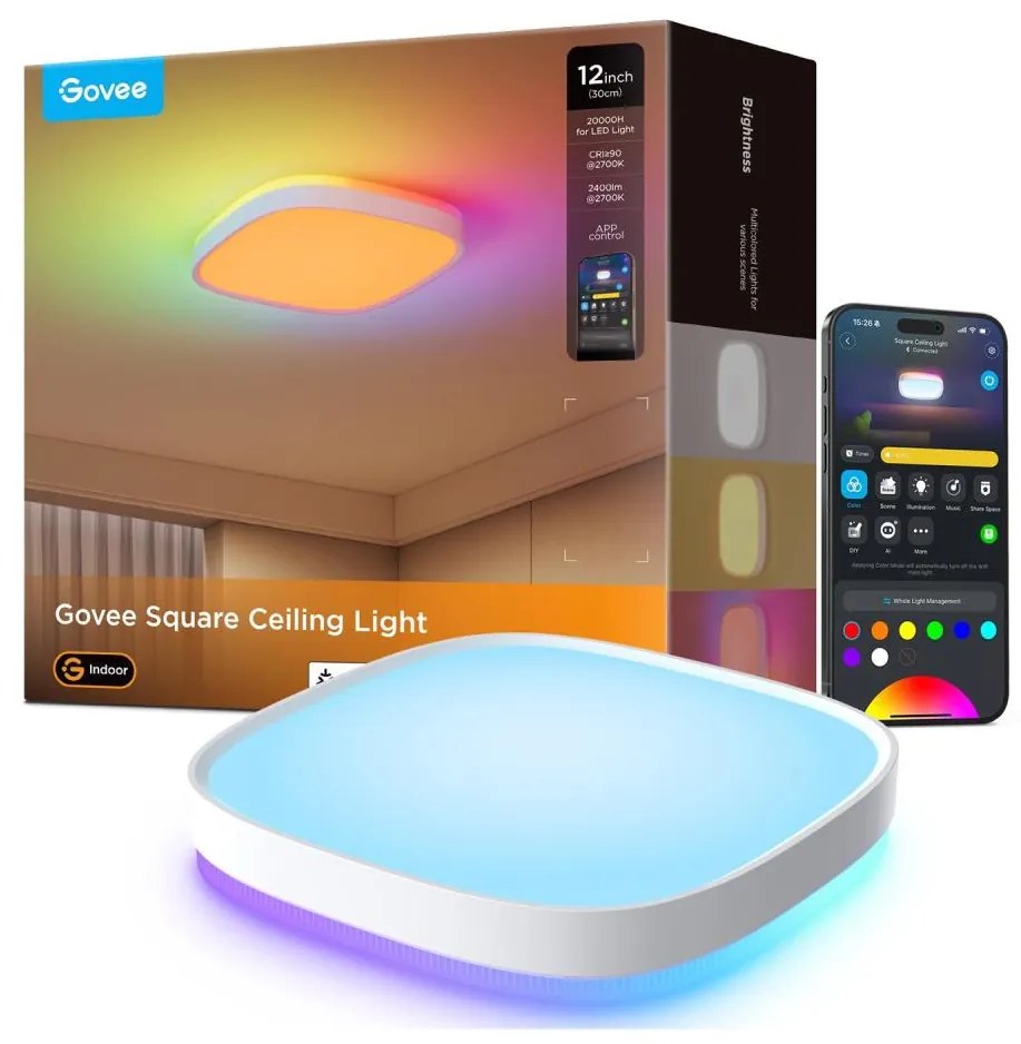 Govee - LED RGBIC Stmievateľné stropné svietidlo LED/24W/230V 2700-6500K Wi-Fi