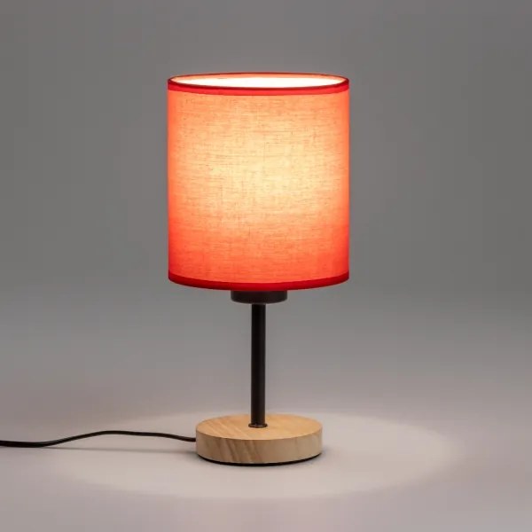 Brilagi - Stolná lampa NUBILA WOOD 1xE27/25W/230V dub/červená