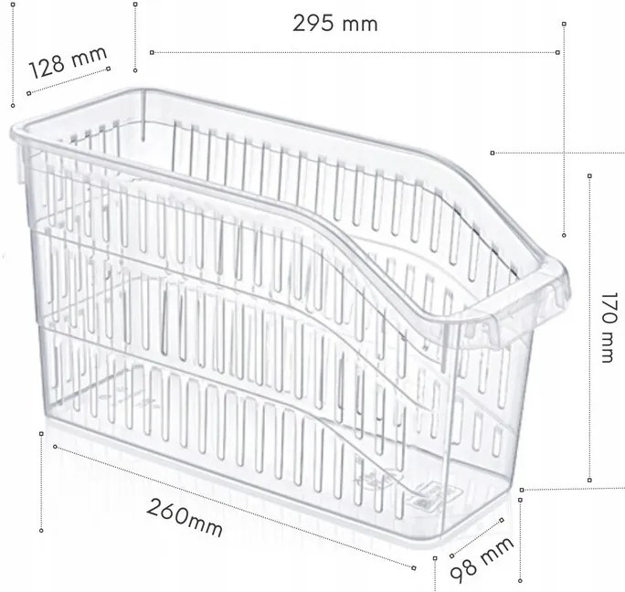 Orion Organizér, košík do chladničky aj police – ADEL vysoký, transp., 30 x 13 x 17 cm