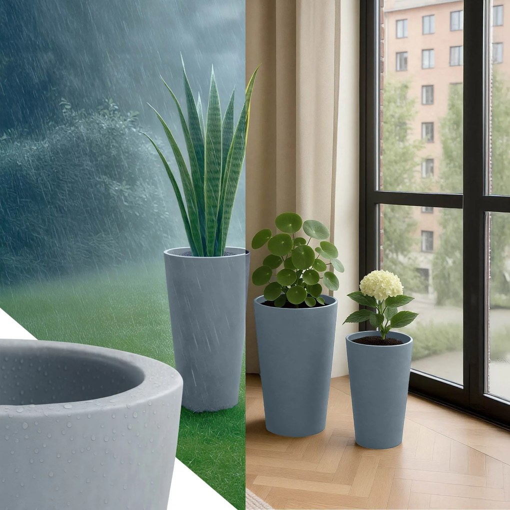 Sada 3 ks kvetináčov 3 round - sivá