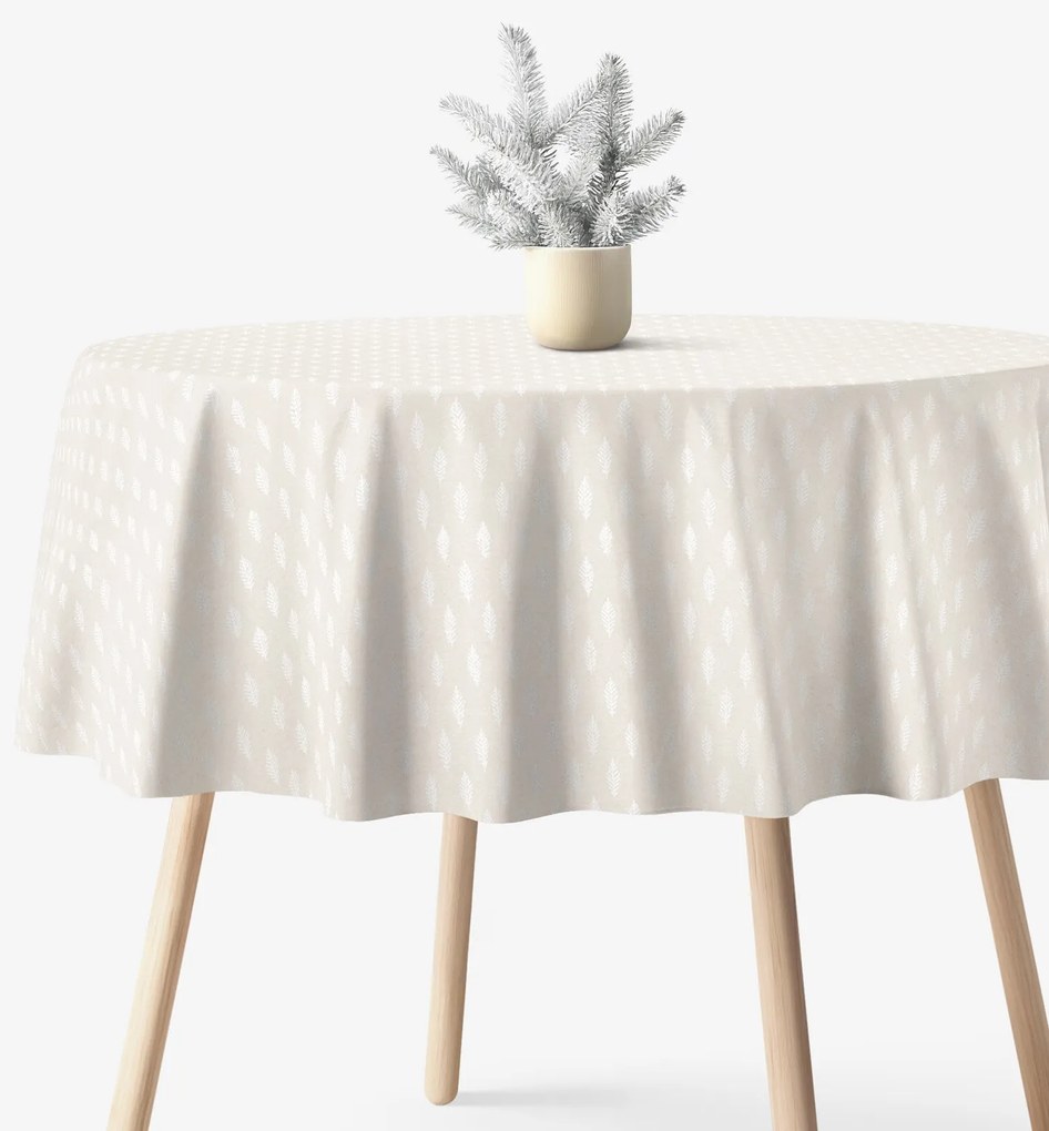 Goldea okrúhly obrus natura – vetvičky na režnej Ø 110 cm