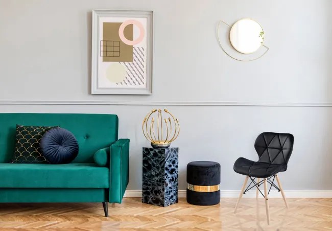 Jedálenská stolička MURET zamatová, čierna