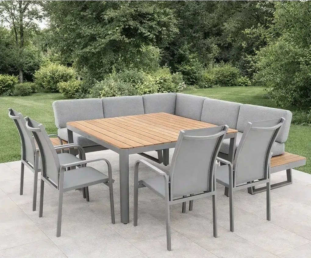 Jedálenská súprava EXPERT PLUS AVERSA TEAK sivá, 4+2+1