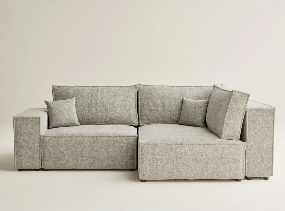 Béžová ženilková rozkladacia/s úložným priestorom rohová pohovka (pravý roh/do L) Tonga – Maison de Rêve