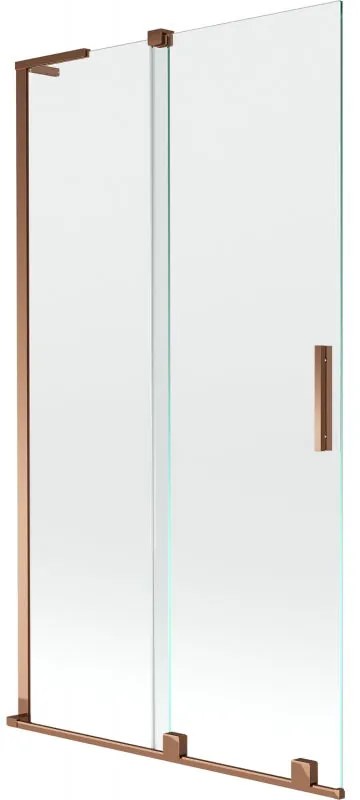Mexen Velar L, 2-krídlová posuvná vaňová zástena 100 x 150 cm, 8mm číre sklo, ružové zlato, 896-100-003-01-60