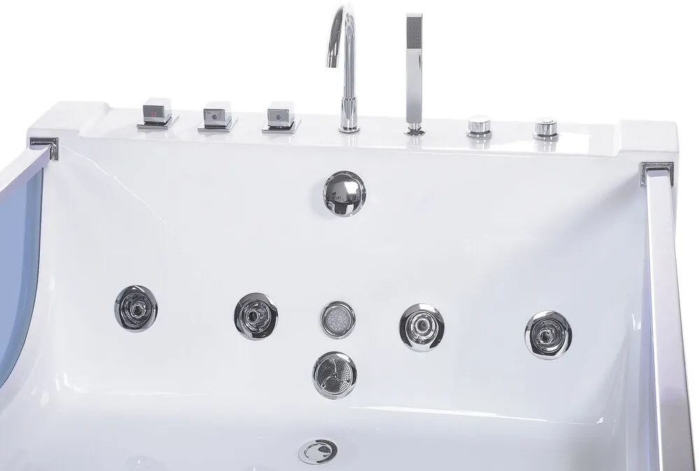 Vírivá vaňa s LED osvetlením 180 x 120 cm biela CURACAO Beliani