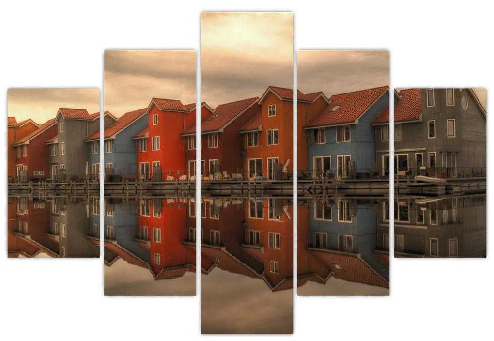 Obraz farebných domčekov (150x105 cm)