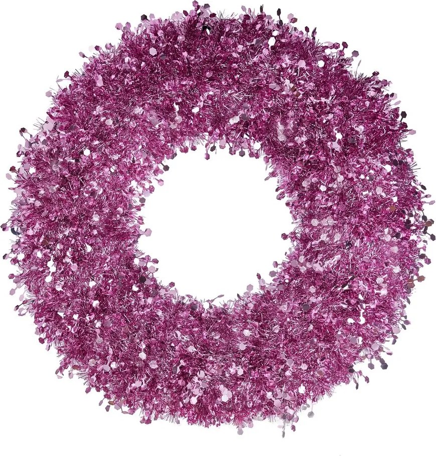PINK TINSEL Veniec trblietavý 60 cm - ružová