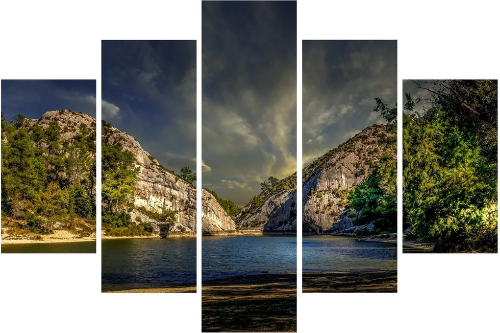 Obraz krajiny s jazerom (150x105 cm)