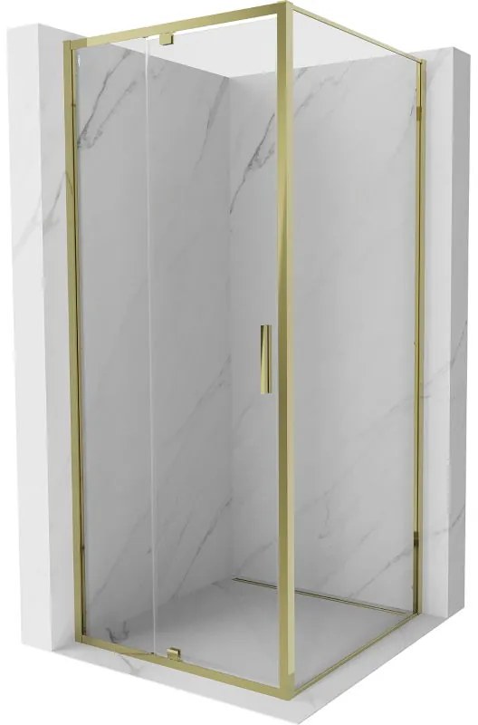 Mexen Exo, výklopný sprchový kút 90 x 90 cm, číre sklo, zlatá, 819-090-090-50-00